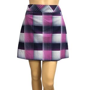 Izod Golf Tennis  Skirt Skort Sz 2 Geometric/Plaid Print Pockets Side Zip NWOT